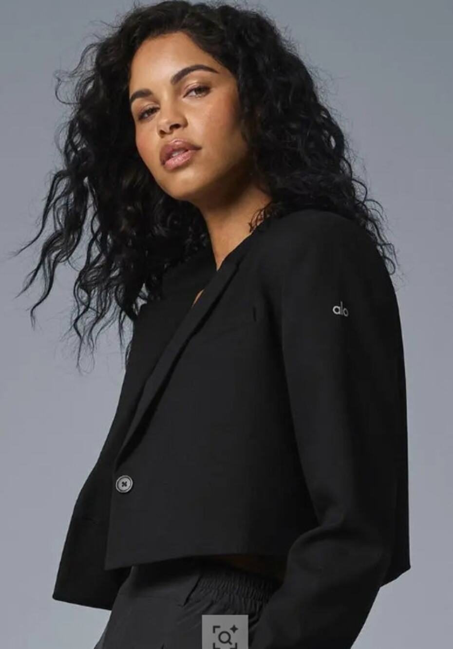 Alo Yoga Blazer Women Medium Cropped First Class Jacket Black Office Work Busine